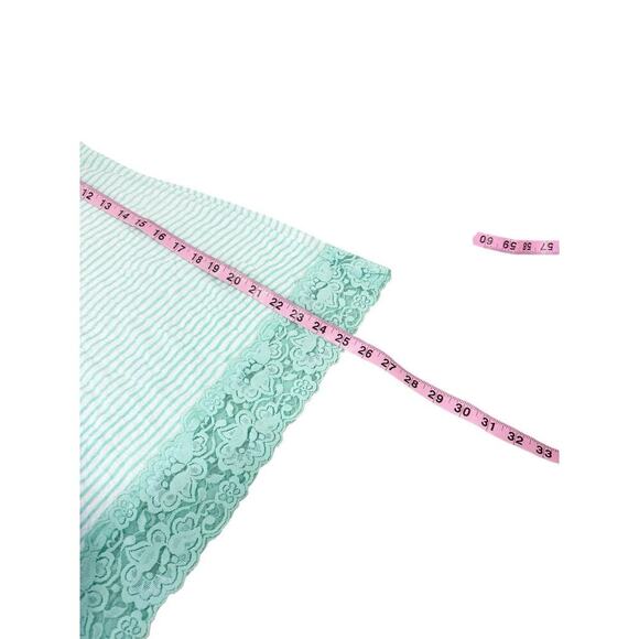 Y2K Light Green Stripe Crinkle Lace Cami Tank Top Vanity Medium Fairy Coquette - Picture 7 of 7